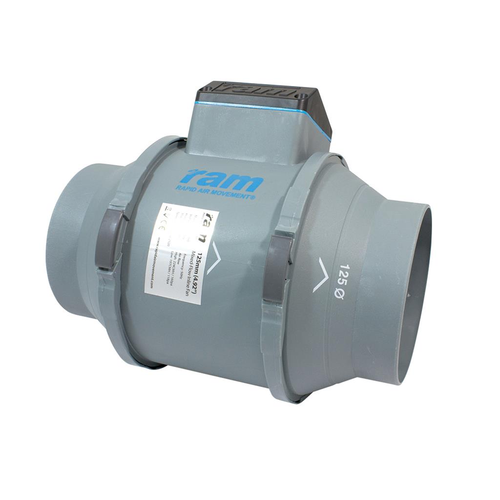 RAM Mixed-Flow Inline Fan - 125mm with UK Lead